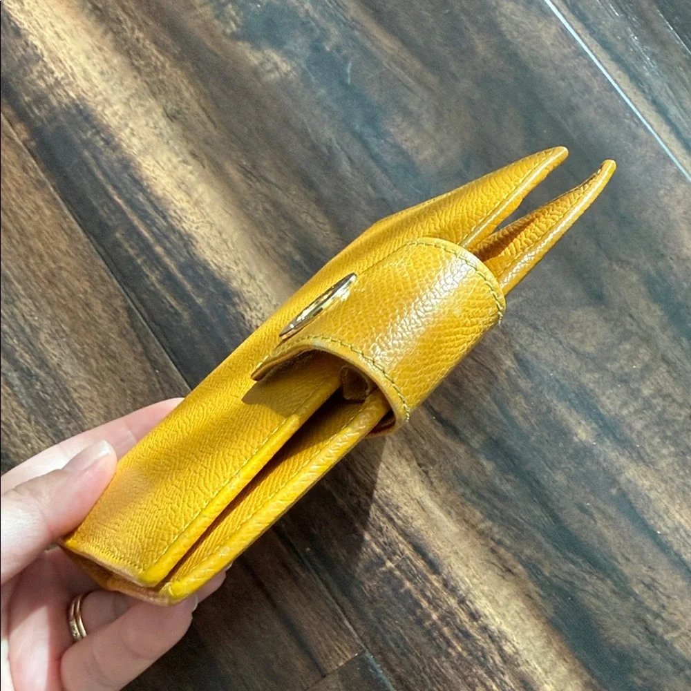 Celine Yellow Textured Leather Agenda Cover with Gold-Tone Snap